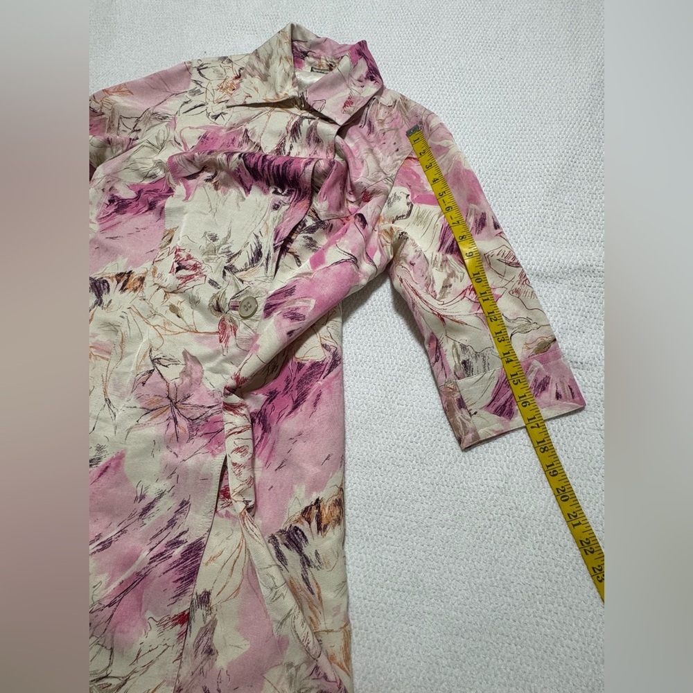 Marina Rinaldi Size 21 Floral Viscose/Cotton Blend Duster 3/4 Sleeve Coat Lined - Picture 14 of 16
